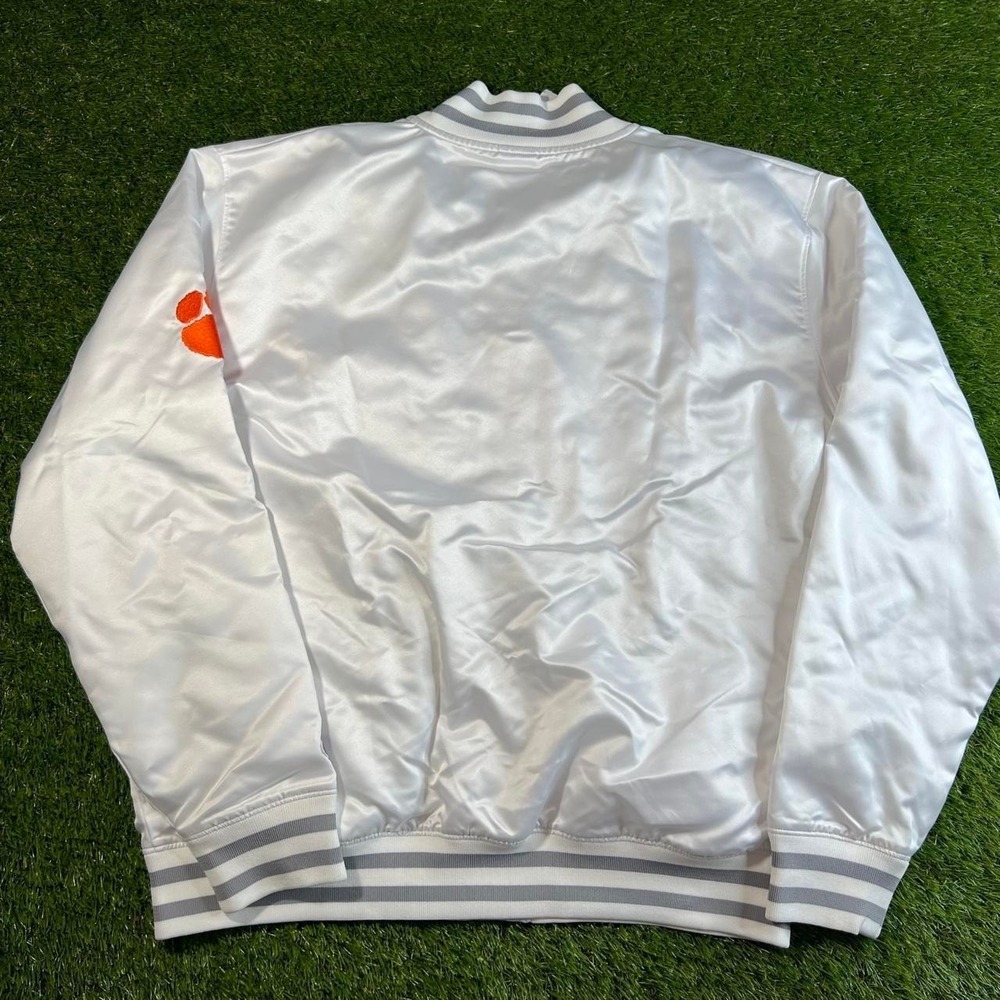 NWT Champion Clemson Tigers Satin Bomber Jacket White Water Resistant Large L - Picture 7 of 7